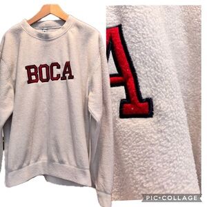Vintage Cream Sweatshirt Red Authentic BOCA logo